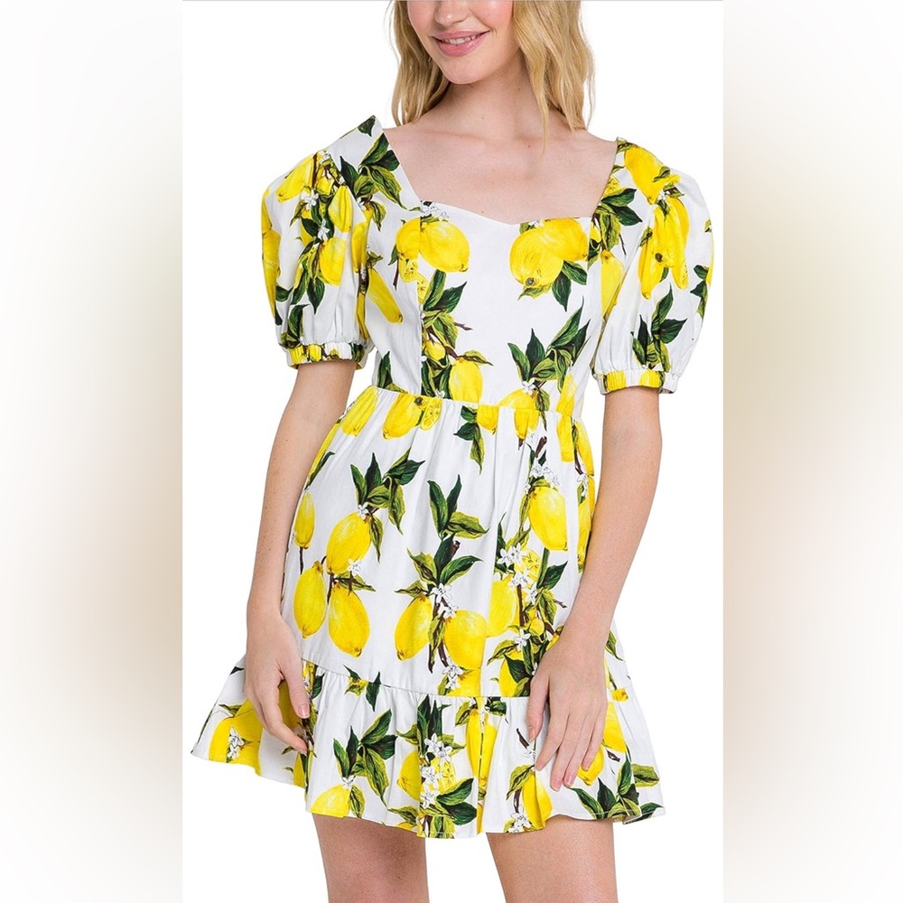 English Factory Women's Lemon Print Mini Dress